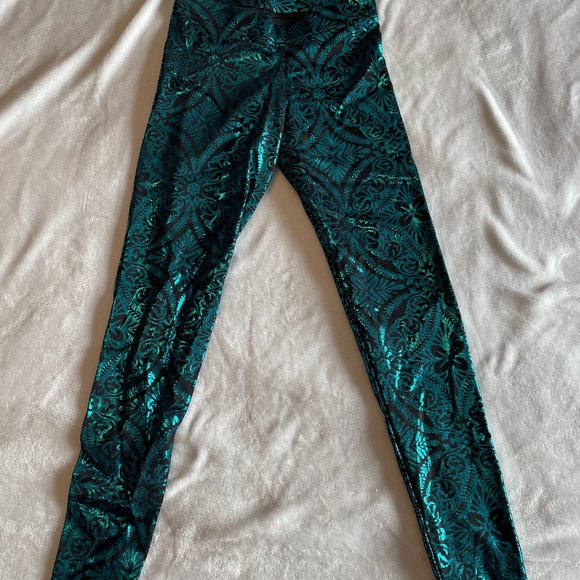 Blackmilk Geometric Floral Teal Leggings - Picture 1 of 4